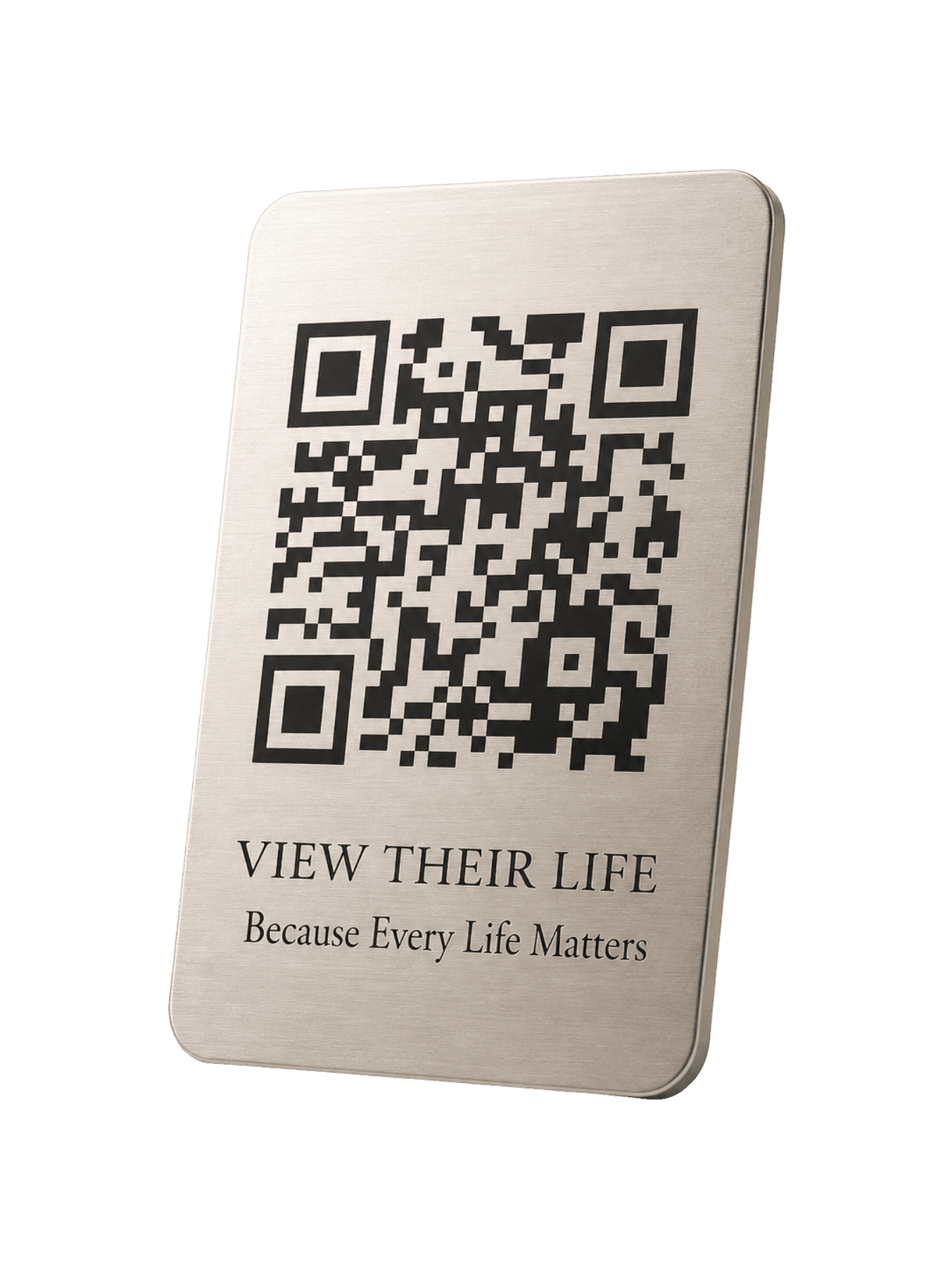 ViewTheirLife stainless steel QR memorial plaque